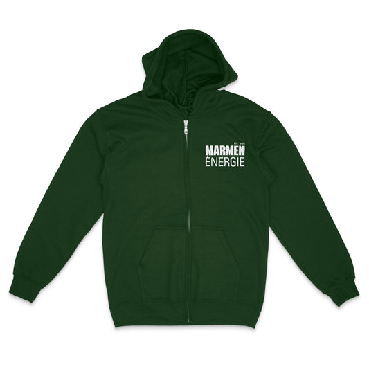 Veste à zip Énergie Classique Vert Forêt et Blanc