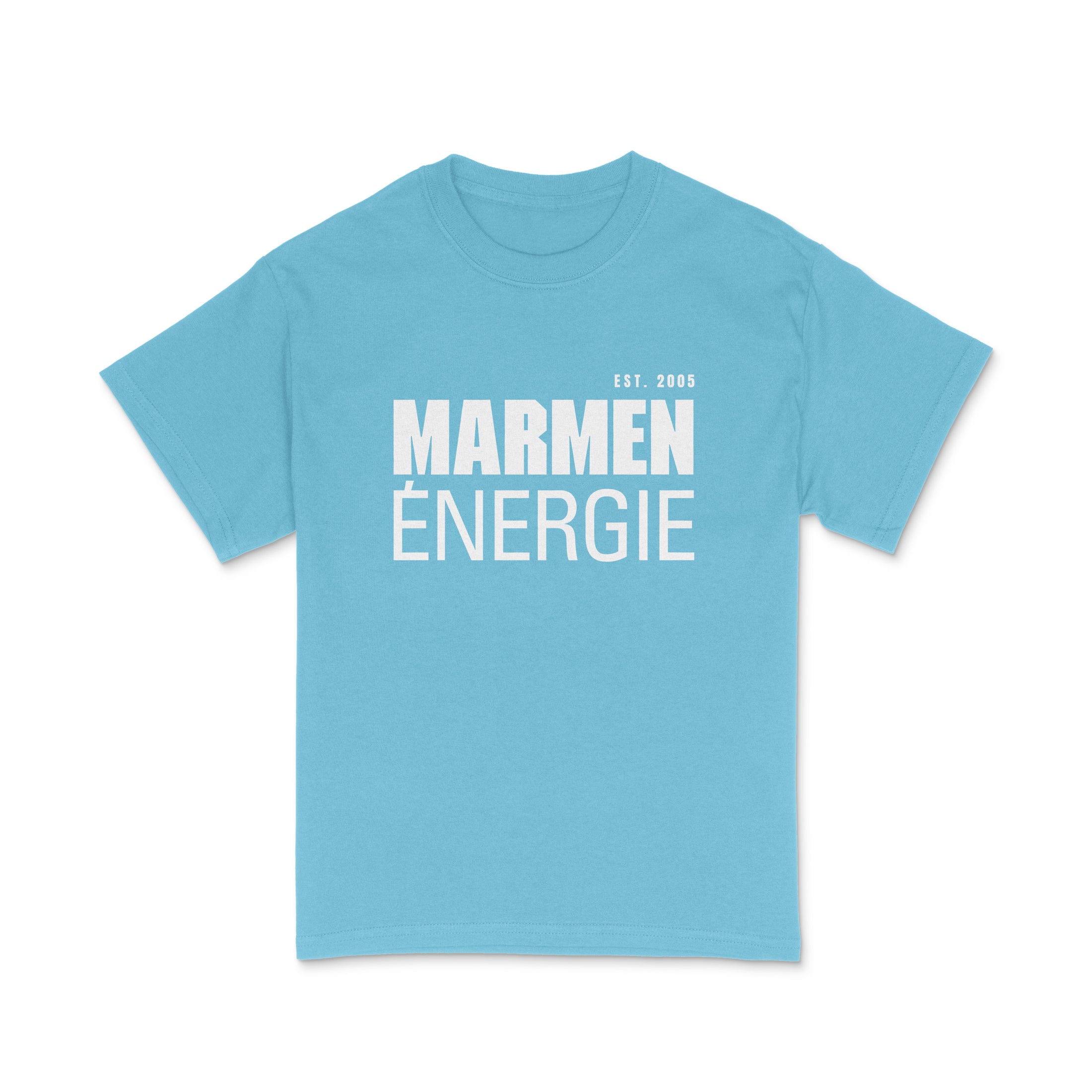 T-Shirt Énergie Classique Bleu Ciel et Blanc